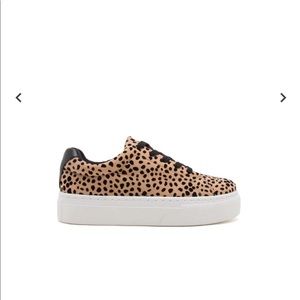 Qupid Tan Black Leopard Lace Up Sneakers